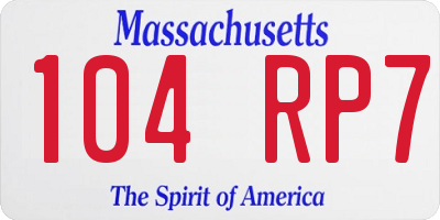 MA license plate 104RP7
