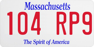 MA license plate 104RP9