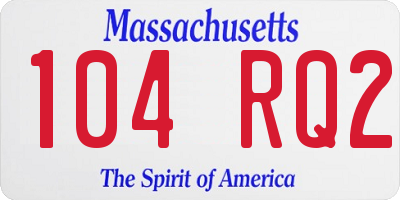 MA license plate 104RQ2