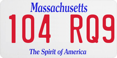 MA license plate 104RQ9