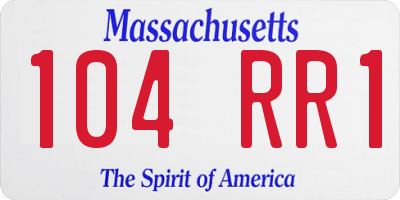 MA license plate 104RR1