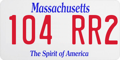 MA license plate 104RR2