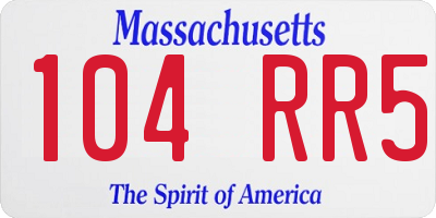 MA license plate 104RR5