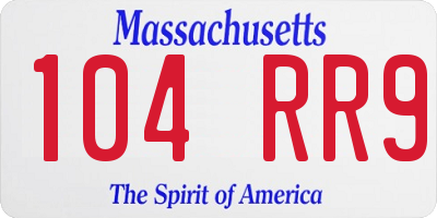 MA license plate 104RR9