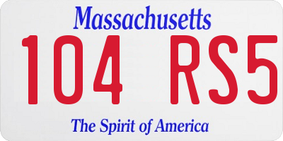 MA license plate 104RS5