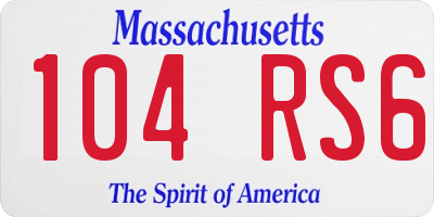 MA license plate 104RS6