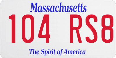 MA license plate 104RS8