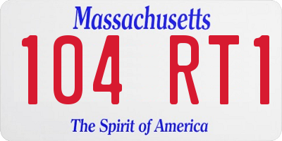 MA license plate 104RT1