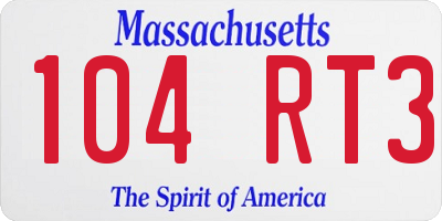 MA license plate 104RT3