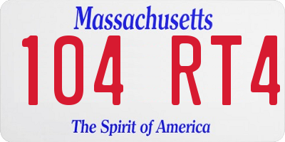 MA license plate 104RT4