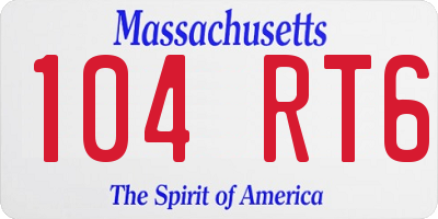 MA license plate 104RT6