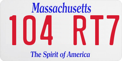 MA license plate 104RT7
