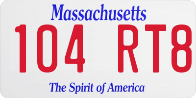 MA license plate 104RT8