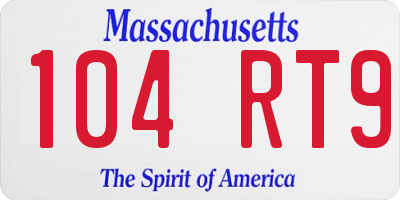 MA license plate 104RT9