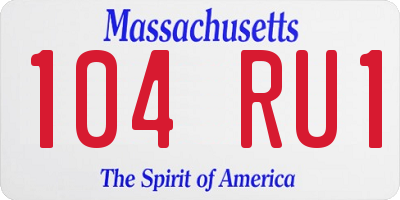 MA license plate 104RU1