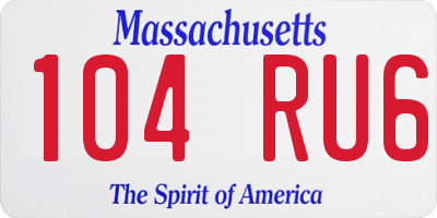 MA license plate 104RU6