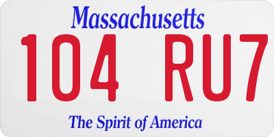 MA license plate 104RU7