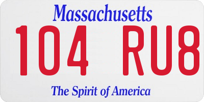 MA license plate 104RU8