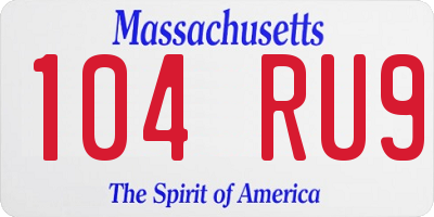 MA license plate 104RU9