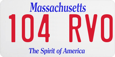 MA license plate 104RV0