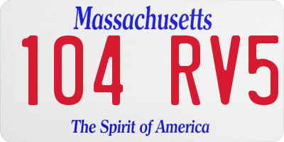 MA license plate 104RV5