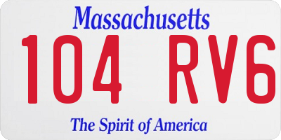 MA license plate 104RV6