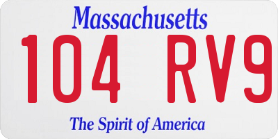 MA license plate 104RV9