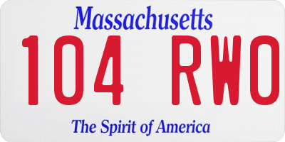 MA license plate 104RW0