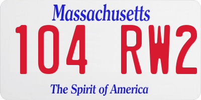 MA license plate 104RW2