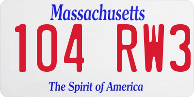 MA license plate 104RW3