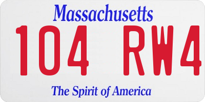 MA license plate 104RW4