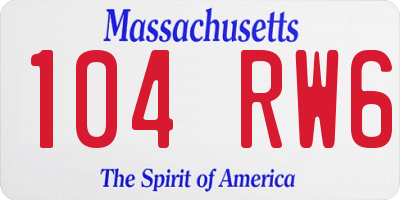 MA license plate 104RW6