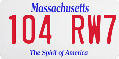 MA license plate 104RW7
