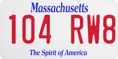 MA license plate 104RW8