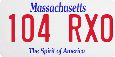 MA license plate 104RX0