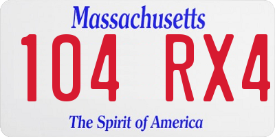 MA license plate 104RX4