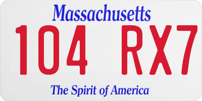 MA license plate 104RX7