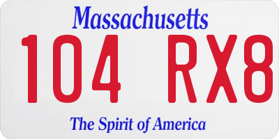 MA license plate 104RX8