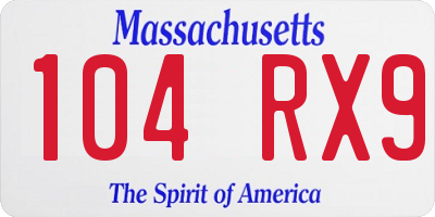 MA license plate 104RX9