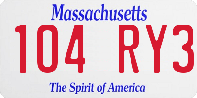 MA license plate 104RY3