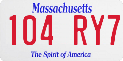 MA license plate 104RY7