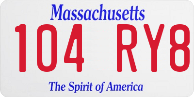 MA license plate 104RY8