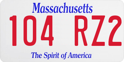 MA license plate 104RZ2