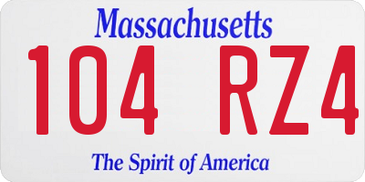 MA license plate 104RZ4