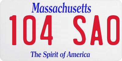 MA license plate 104SA0
