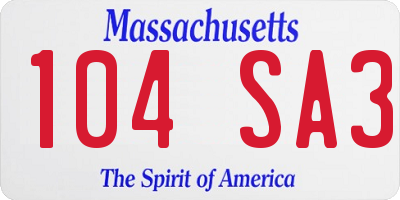 MA license plate 104SA3