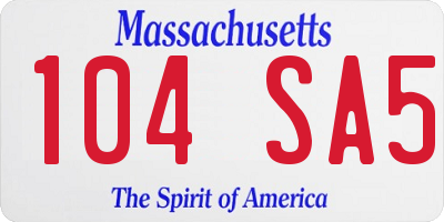MA license plate 104SA5
