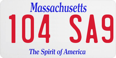 MA license plate 104SA9