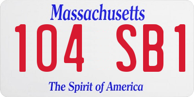 MA license plate 104SB1