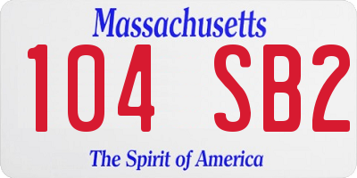MA license plate 104SB2